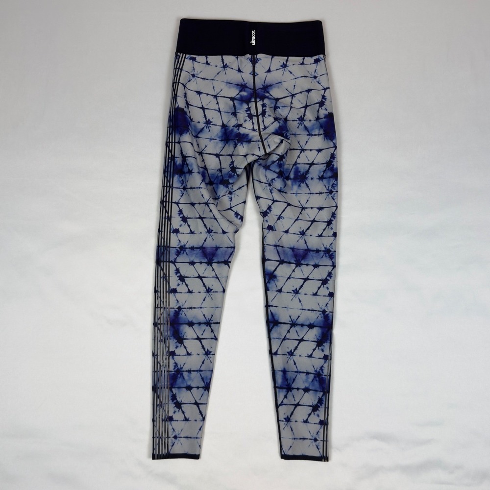 Ultracor Blue White Tie Dye Geometric Side Stripe Leggings Womens Size Medium - Picture 2 of 7